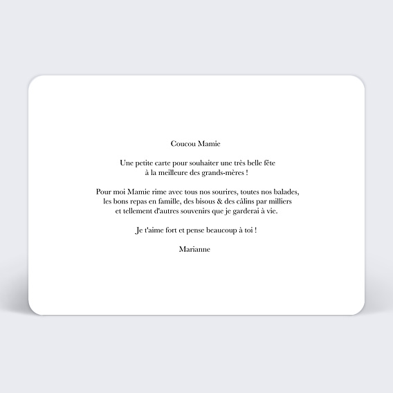 Carte fête des grands-mères Belle Image Verso