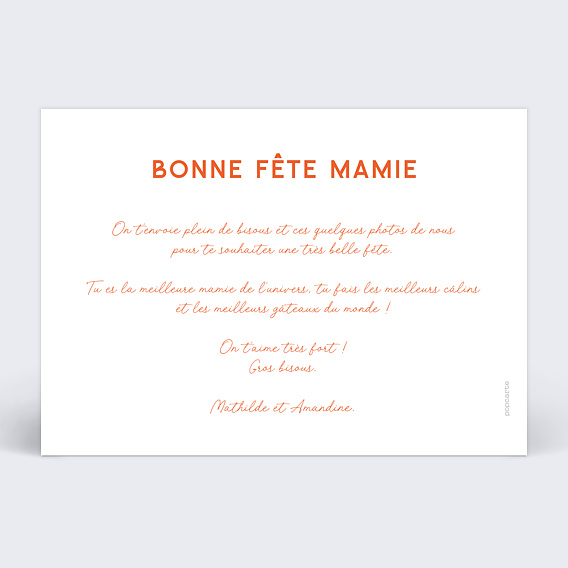 Carte fête des grands-mères Douce Rayure Verso