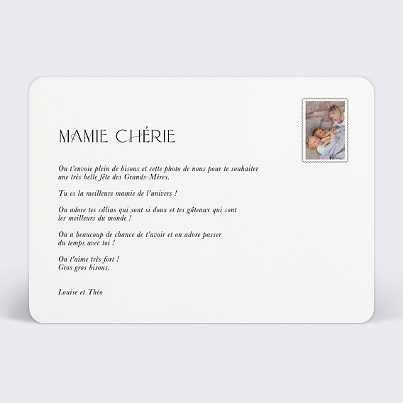 Carte fête des grands-mères Lettre Fleurie Verso