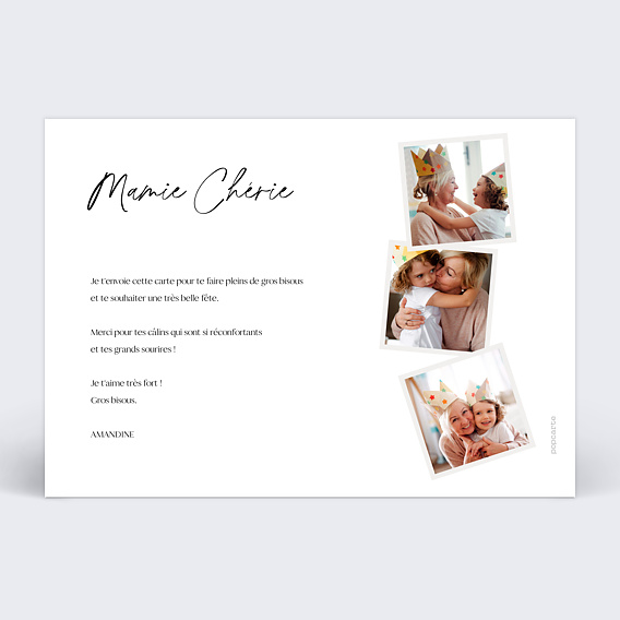 Carte fête des grands-mères Multi Polaroids Verso