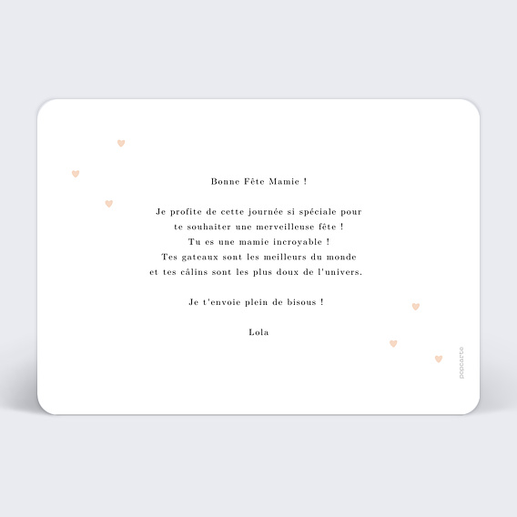 Carte fête des grands-mères Pois Ocres Verso