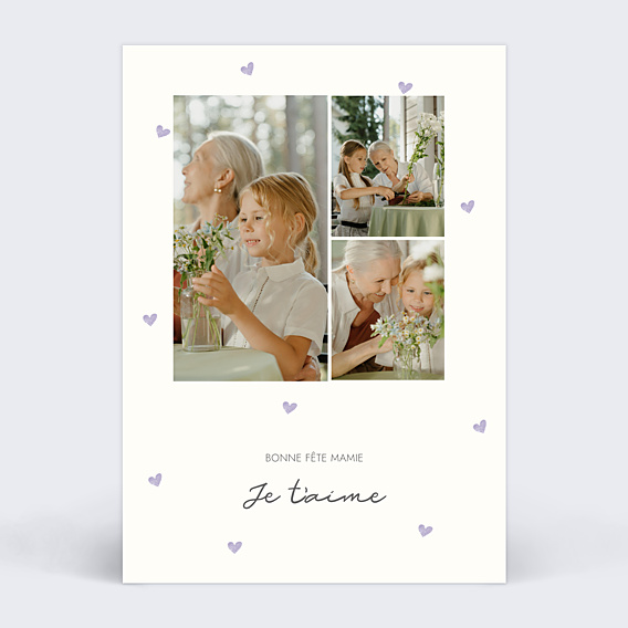 Carte fête des grands-mères Petits Coeurs