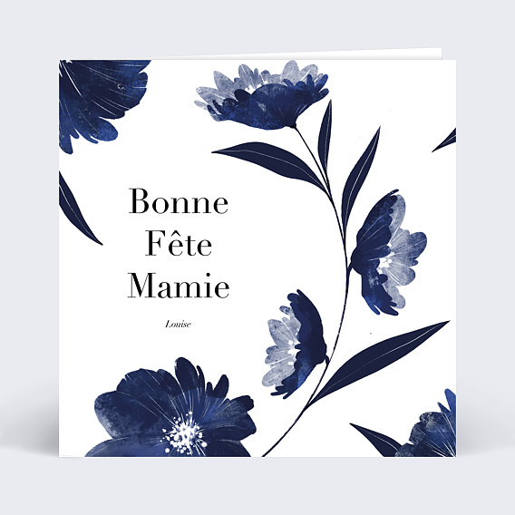 Carte fête des grands-mères Jardin Bleu Recto
