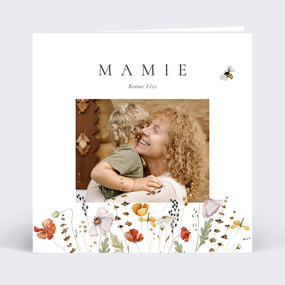 Carte fête des grands-mères Printemps Fleuri Recto