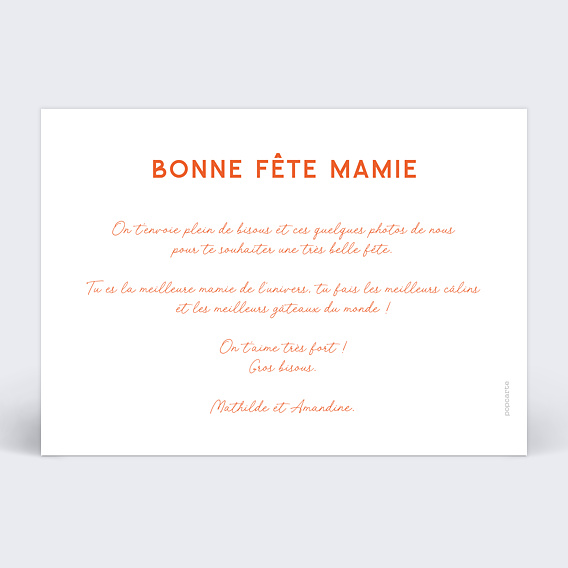 Carte fête des grands-mères Douce Rayure Verso