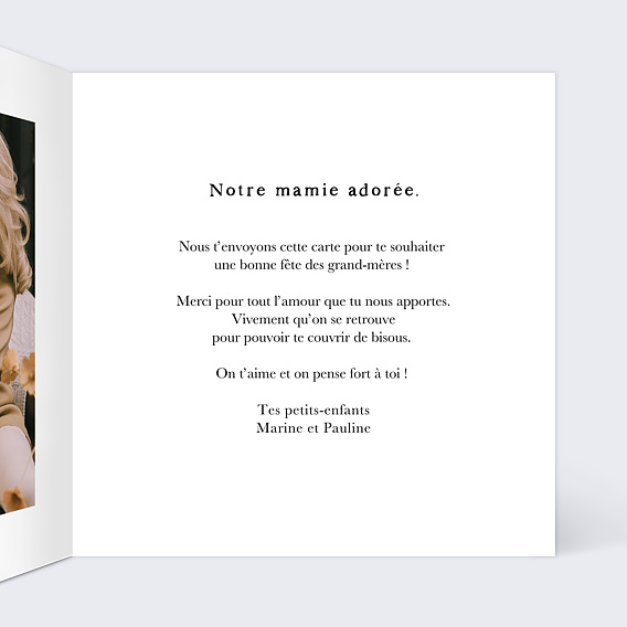 Carte fête des grands-mères Eclat Floral Intérieur Droit