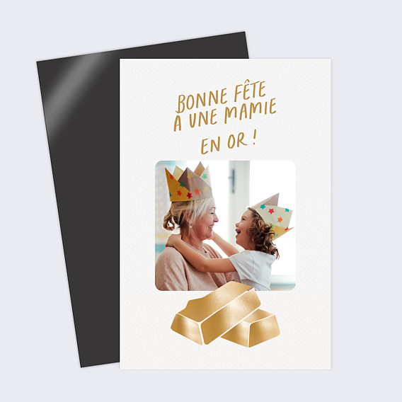 Carte fête des grands-mères Mamie en or
