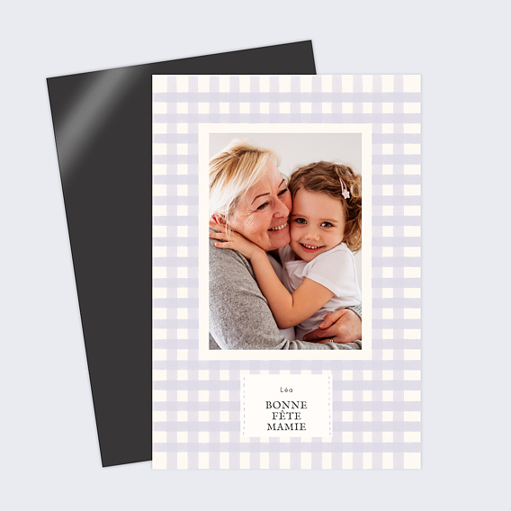 Carte fête des grands-mères Vichy lila