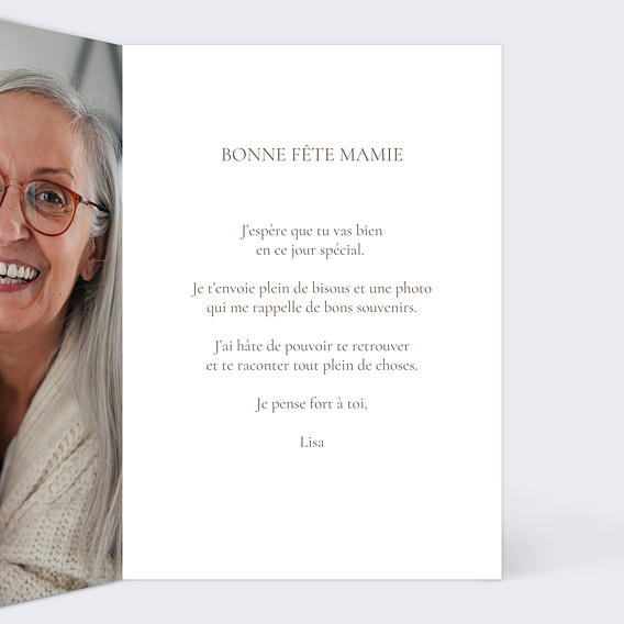 Carte fête des grands-mères Portrait en manga Intérieur Droit