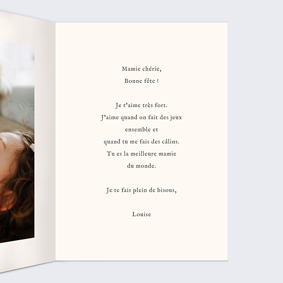 Carte fête des grands-mères Vichy lila Intérieur Droit