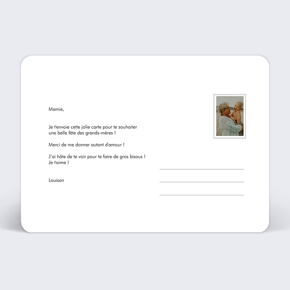 Carte fête des grands-mères Scrapbooking Verso