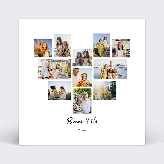 Carte fête des grands-mères Pêle-Mêle Coeur
