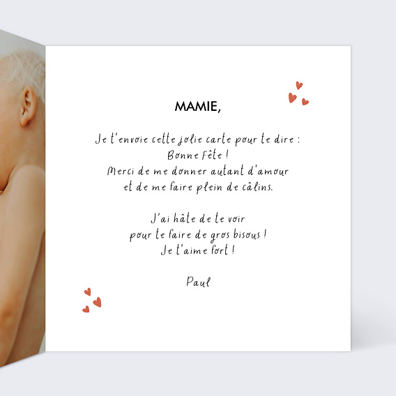 Carte fête des grands-mères Chouette Mamie Intérieur Droit