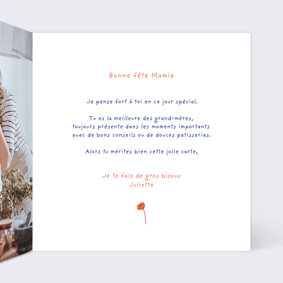 Carte fête des grands-mères Courrier Fleuri Intérieur Droit