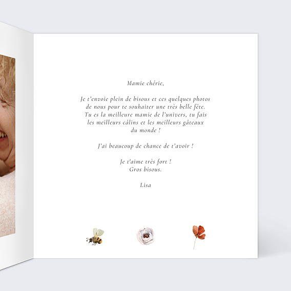 Carte fête des grands-mères Printemps Fleuri Intérieur Droit