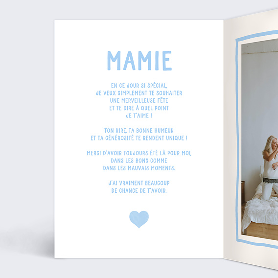 Carte fête des grands-mères Coeur Simple Mamie Intérieur Gauche