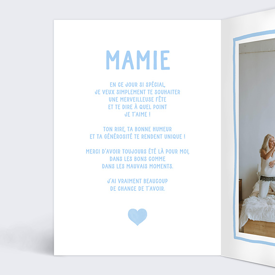 Carte fête des grands-mères Coeur Simple Intérieur Gauche