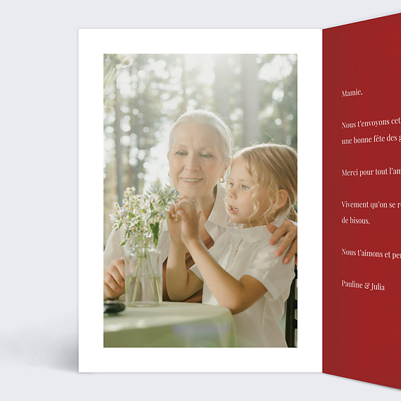 Carte fête des grands-mères Cœur Tricoté Intérieur Gauche