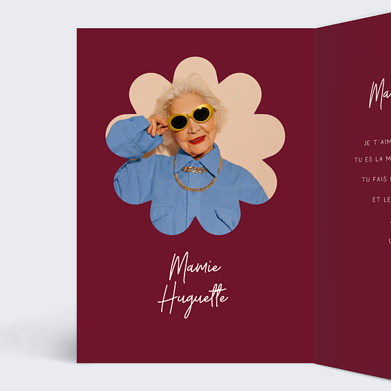 Carte fête des grands-mères Fleurs wavy Intérieur Gauche