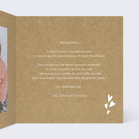 Carte fête des grands-mères Corde à linge Intérieur Droit