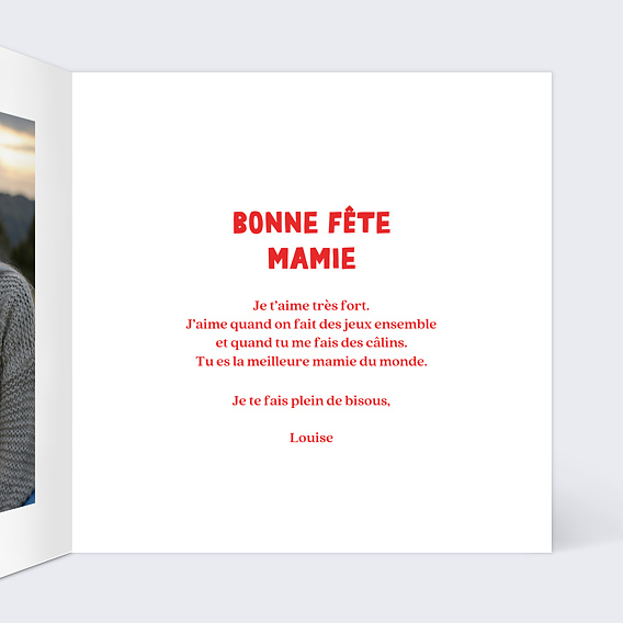 Carte fête des grands-mères Typo coeur Intérieur Droit