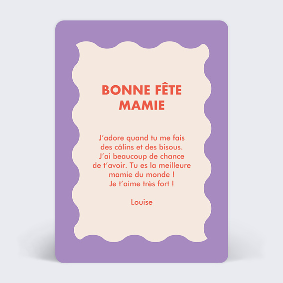 Carte fête des grands-mères Fleur Verso