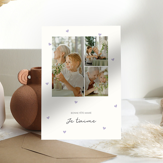 Carte fête des grands-mères Petits Coeurs
