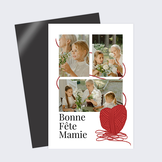 Carte fête des grands-mères Cœur Tricoté