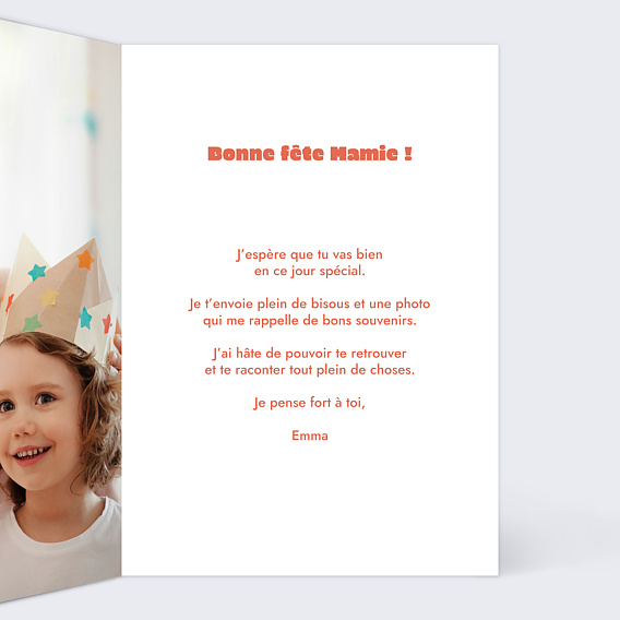 Carte fête des grands-mères Portrait en film d'animation Intérieur Droit