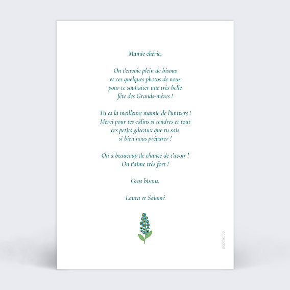 Carte fête des grands-mères Liberty Printemps Verso