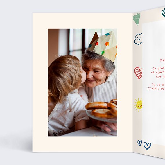 Carte fête des grands-mères Coloriage pour mamie Intérieur Gauche