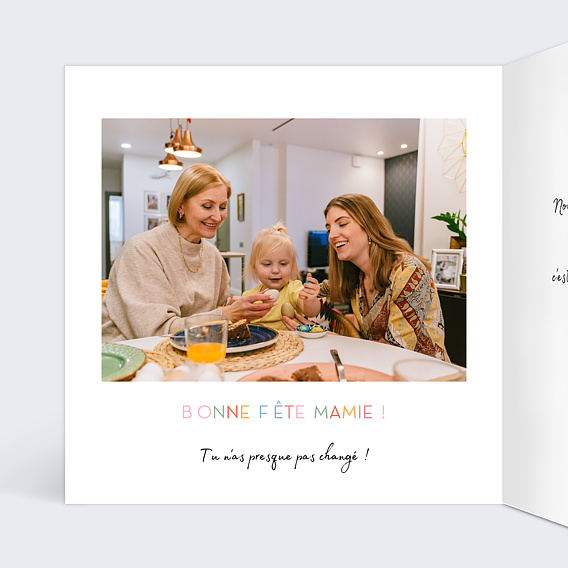 Carte fête des grands-mères Devinette Colorée Intérieur Gauche