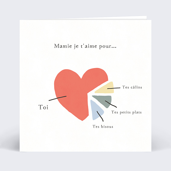 Carte fête des grands-mères Je t'aime plus que Recto