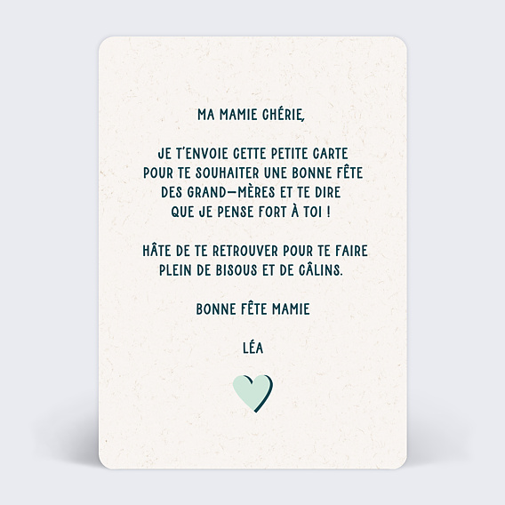 Carte fête des grands-mères Bonbon d'amour  Verso