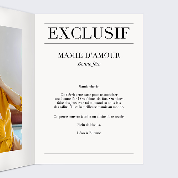 Carte fête des grands-mères Magazine Intérieur Droit