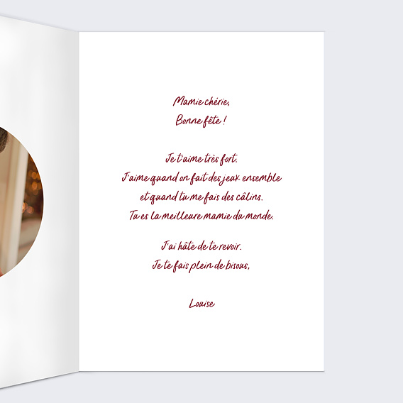 Carte fête des grands-mères Red notes Intérieur Droit