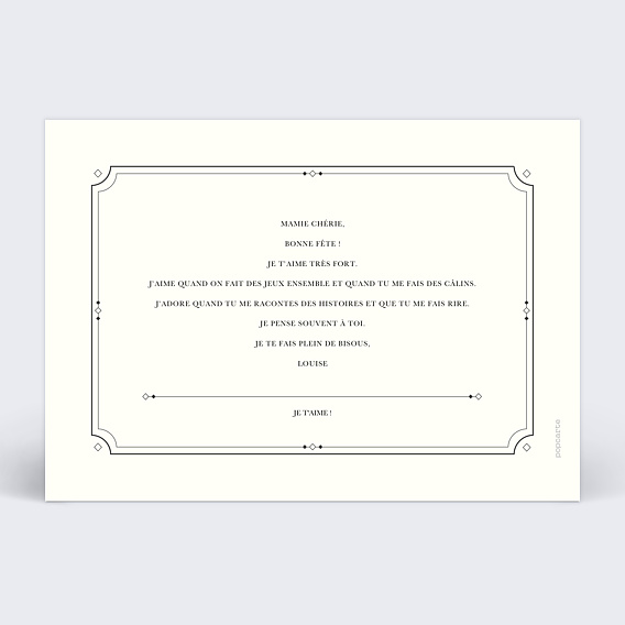 Carte fête des grands-mères Le diplôme Verso