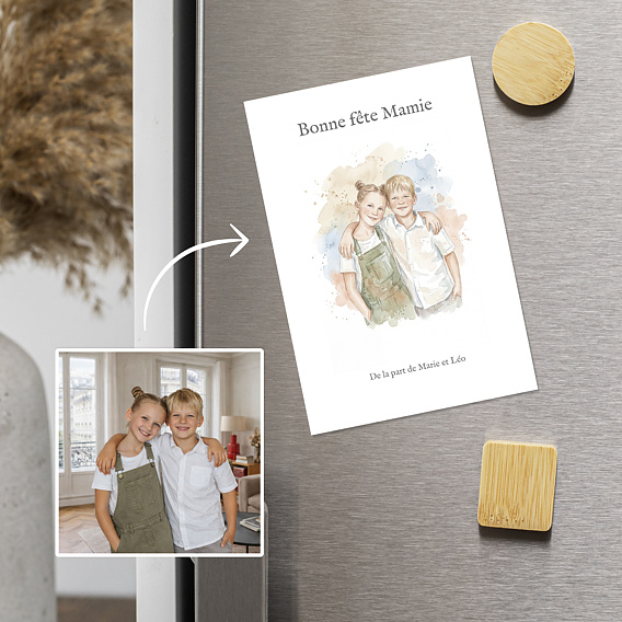 Carte fête des grands-mères Portrait en aquarelle