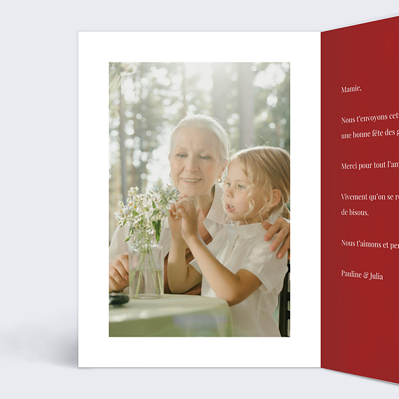 Carte fête des grands-mères Cœur Tricoté Intérieur Gauche