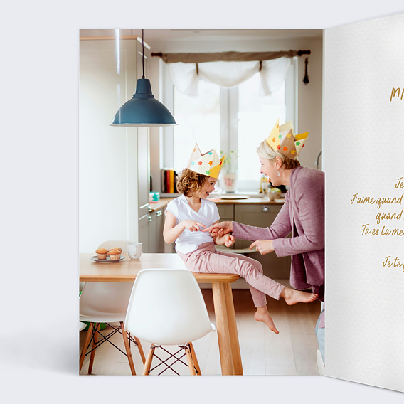 Carte fête des grands-mères Mamie en or Intérieur Gauche