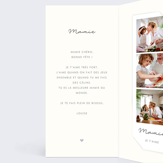 Carte fête des grands-mères Petits Coeurs Intérieur Gauche