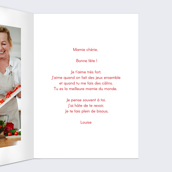 Carte fête des grands-mères Bisous bisous Intérieur Droit