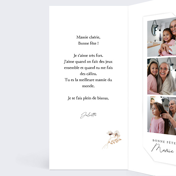 Carte fête des grands-mères Élégance Florale Intérieur Gauche