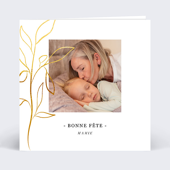 Carte fête des grands-mères Feuille Ocrée Recto