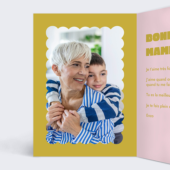 Carte fête des grands-mères Quatre mots Intérieur Gauche