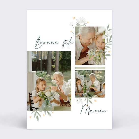 Carte fête des grands-mères Fleurs Festives