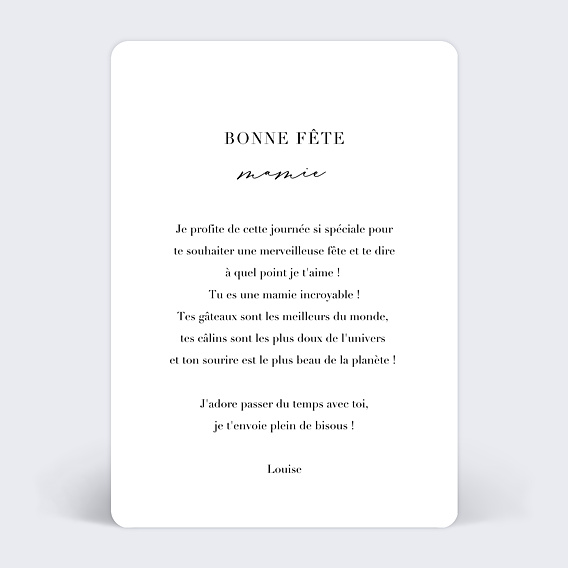 Carte fête des grands-mères Trois Photos Verso