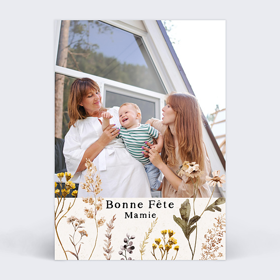 Carte fête des grands-mères Bouquet Fleurs Séchées