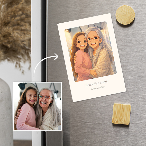 Carte fête des grands-mères Portrait en manga