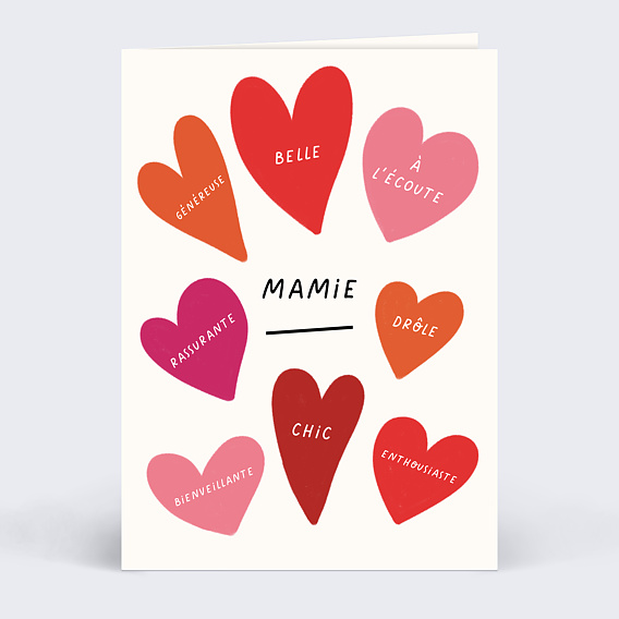 Carte fête des grands-mères Cœurs Expressifs Recto